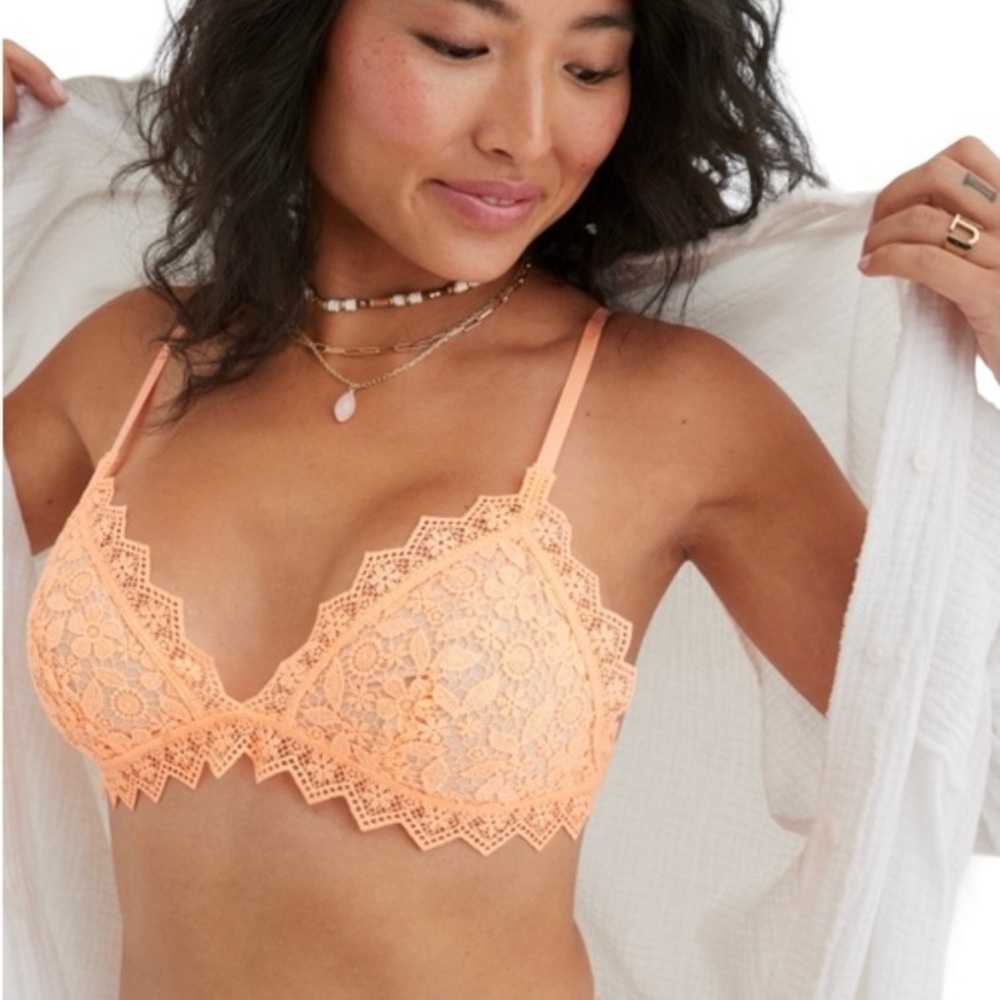 Aerie Lace Triangle Bralette Women’s‎ Large Neon Orange